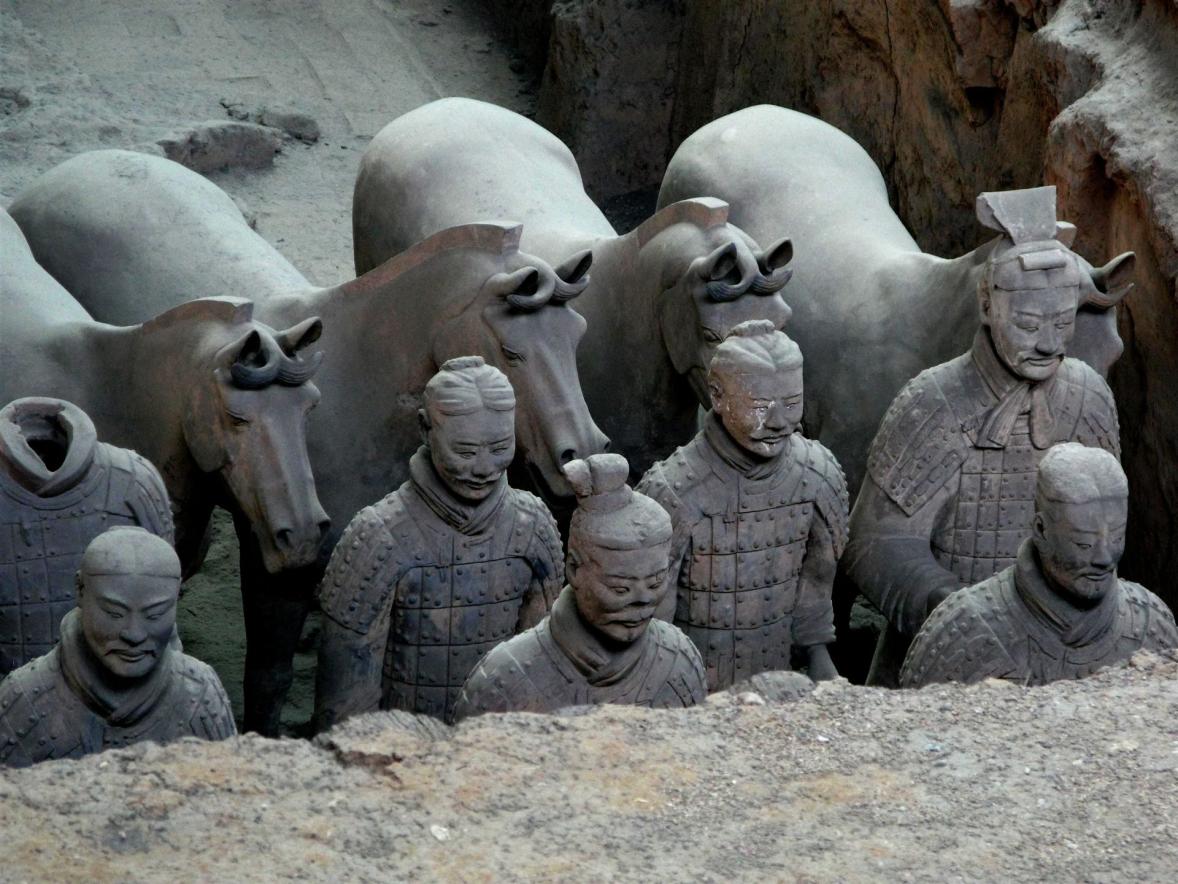 china, die terrakotta-armee, dig it up, natur, pferd, soldaten